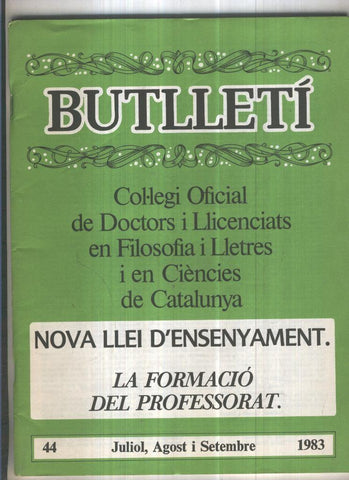 Butlleti 44, Col. Ofic. Doctors i Llicenciats Filosofia i Lletres Catalunya