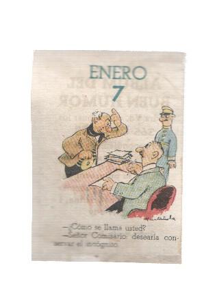 Cromo: album del buen humor de la firma Potax : 07 de enero, dibujo de Muntañola