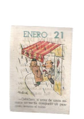 Cromo: album del buen humor de la firma Potax : 21 de enero, dibujo de Muntañola