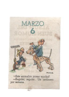 Cromo: album del buen humor de la firma Potax : 06 de marzo, dibujo de Muntañola