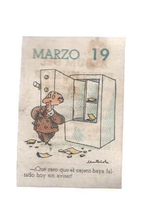 Cromo: album del buen humor de la firma Potax : 19 de marzo, dibujo de Muntañola