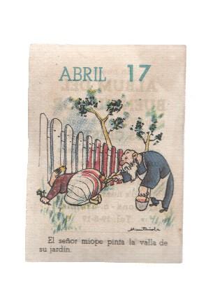 Cromo: album del buen humor de la firma Potax : 17 de abril, dibujo de Muntañola
