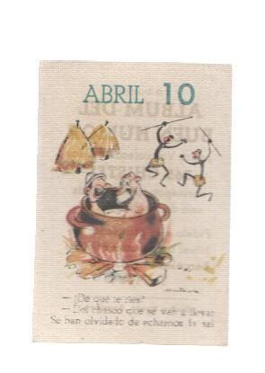 Cromo: album del buen humor de la firma Potax : 10 de abril, dibujo de Muntañola