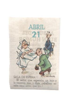 Cromo: album del buen humor de la firma Potax : 21 de abril, dibujo de Muntañola