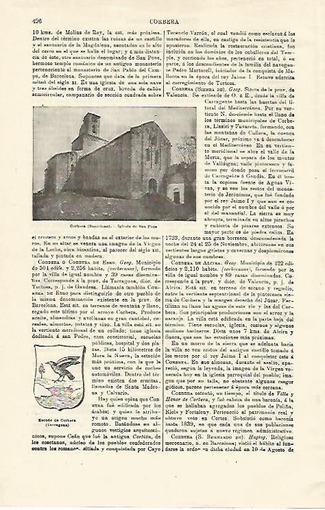 LAMINA ESPASA 14927: Iglesia de San Pons en Corbera Barcelona