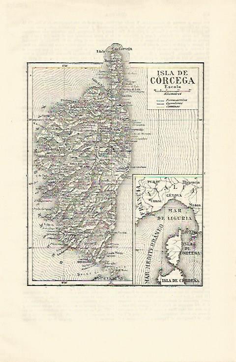 LAMINA ESPASA 14930: Mapa de la isla de Corcega