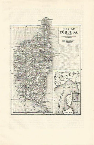 LAMINA ESPASA 14930: Mapa de la isla de Corcega
