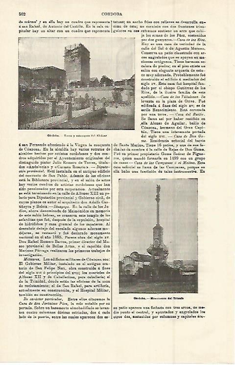 LAMINA ESPASA 14953: Torre del Alcazar de Cordoba
