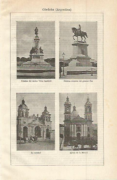 LAMINA ESPASA 14969: Monumentos de Cordoba Argentina