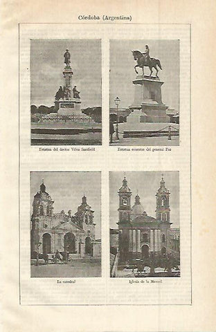 LAMINA ESPASA 14969: Monumentos de Cordoba Argentina