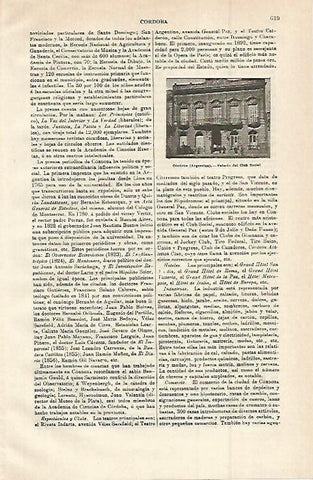 LAMINA ESPASA 14970: Palacio del Club Social de Cordoba Argentina