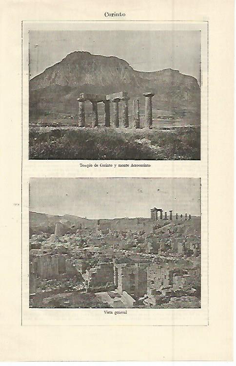 LAMINA ESPASA 14979: Vistas de Corinto Grecia