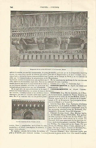 LAMINA ESPASA 14996: Cornisa del templo de la Concordia en Roma