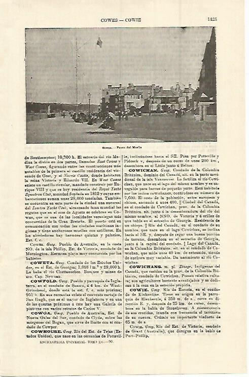 LAMINA ESPASA 15140: Paseo del Muelle de Cowes Inglaterra