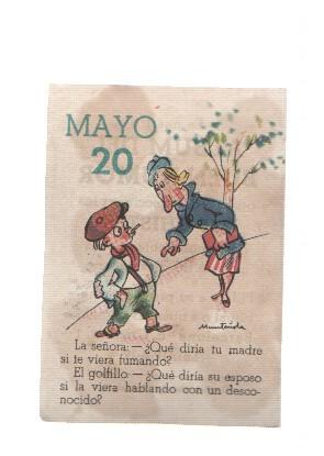 Cromo: album del buen humor de la firma Potax : 20 de mayo, dibujo de Muntañola