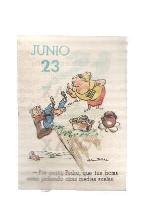 Cromo: album del buen humor de la firma Potax : 23 de junio, dibujo de Muntañola