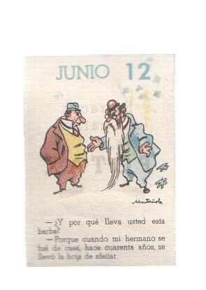 Cromo: album del buen humor de la firma Potax : 12 de junio, dibujo de Muntañola