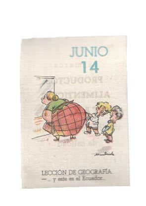 Cromo: album del buen humor de la firma Potax : 14 de junio, dibujo de Muntañola