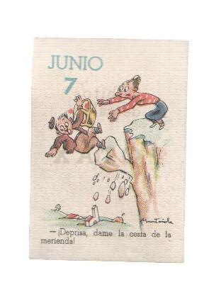 Cromo: album del buen humor de la firma Potax : 07 de junio, dibujo de Muntañola