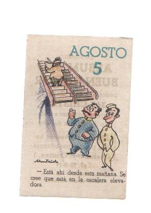 Cromo: album del buen humor de la firma Potax : 05 de agosto, dibujo de Muntañola