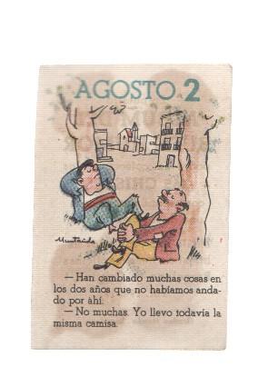 Cromo: album del buen humor de la firma Potax : 02 de agosto, dibujo de Muntañola