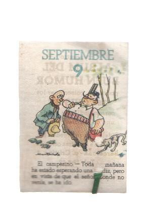 Cromo: album del buen humor de la firma Potax : 09 de septiembre, dibujo de Muntañola