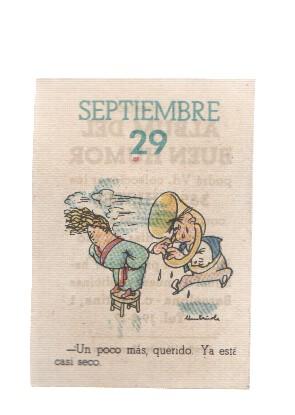 Cromo: album del buen humor de la firma Potax : 29 de septiembre, dibujo de Muntañola