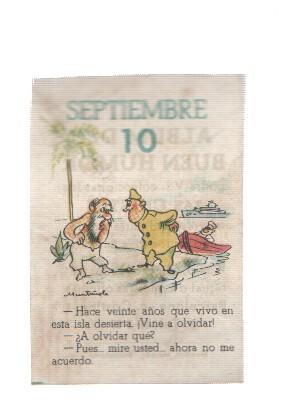 Cromo: album del buen humor de la firma Potax : 10 de septiembre, dibujo de Muntañola