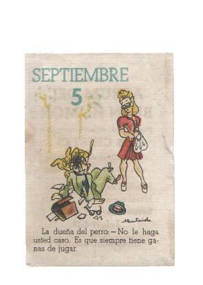 Cromo: album del buen humor de la firma Potax : 05 de septiembre, dibujo de Muntañola