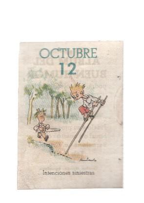Cromo: album del buen humor de la firma Potax : 12 de octubre, dibujo de Muntañola