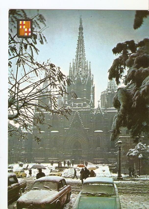 Postal 028298 : Barcelona. Nevada. La Catedral