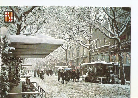 Postal 036107 : Barcelona. Nevada. Rambla de las Flores