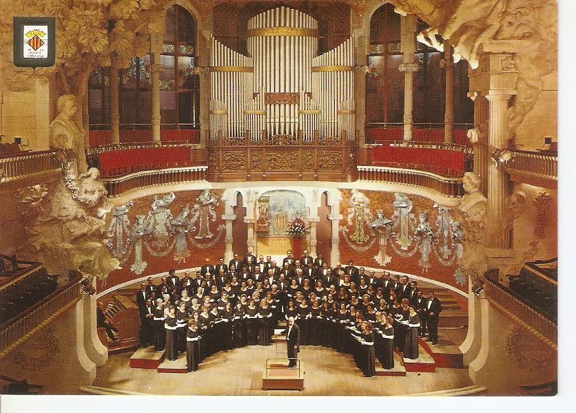 Postal 045527 : Sala de Conciertos. Orfeo Catala (Director: Luis M. Millet). Palau de la Musica Catalana. Barcelona. Architecte: Domenech i Montaner (1908)