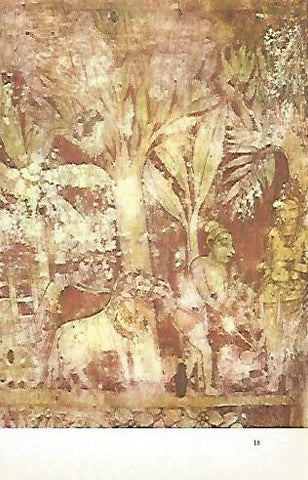 LAMINA 1555: Escena del Mugapakkha Jataka. Leyenda del principe que se fingio sordomudo. Pintura del santuario de Tivamka en Polonnaruva. Siglo XII