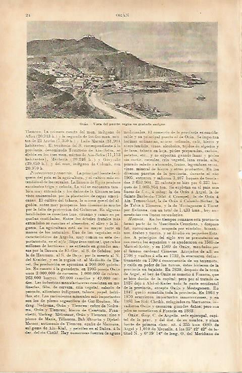 LAMINA ESPASA 7564: Puerto de Oran segunun grabado antiguo
