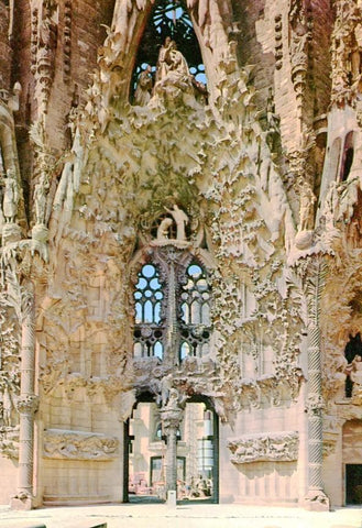 Postal 016652: BARCELONA - Sagrada Familia detalle de la fachada