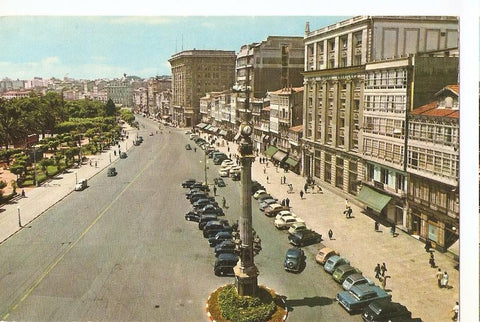 Postal 044432 : La Coruña. Obelisco y avenida de los cantones