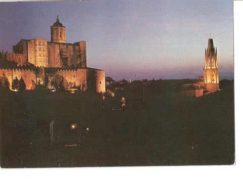 Postal 049248 : Gerona la Catedral y San Felix. Vista nocturna
