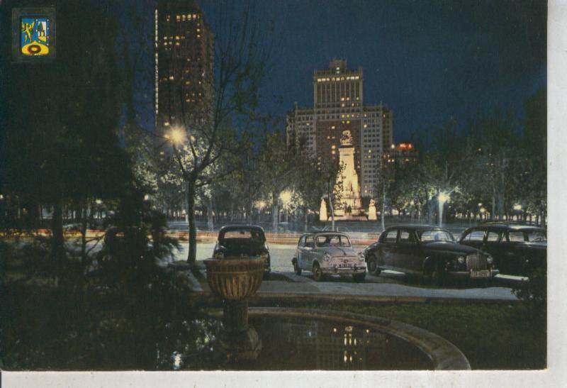 Postal 011993: Vista nocturna de la plaza de España de Madrid