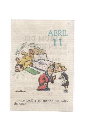 Cromo: album del buen humor de la firma Potax : 11 de abril, dibujo de Muntañola