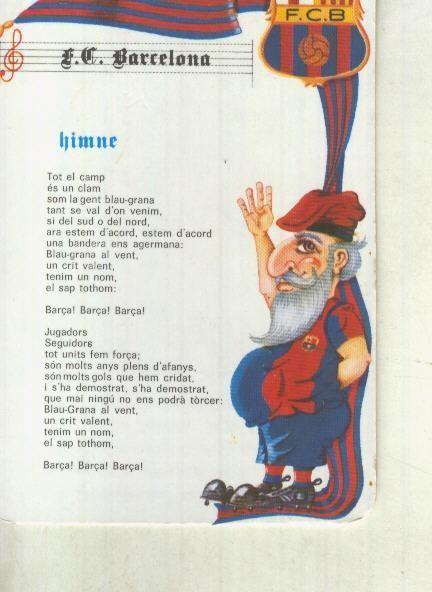 Calendario bolsillo 1981 con el himno del Barça en catalan