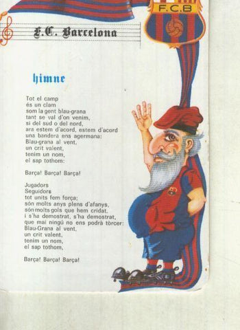 Calendario bolsillo 1981 con el himno del Barça en catalan