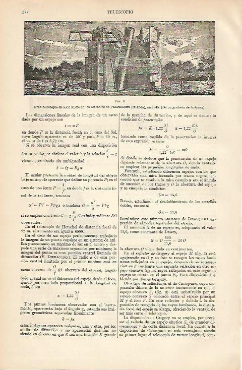 LAMINA ESPASA 2706: Telescopio de lord Rosse 1845