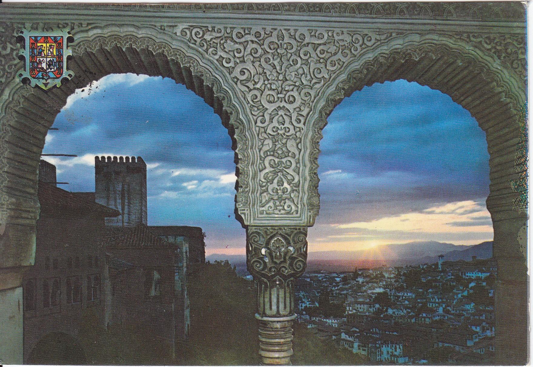 Postal 61000: Puesta de sol desde salon embajadores. Alhambra (Granada)