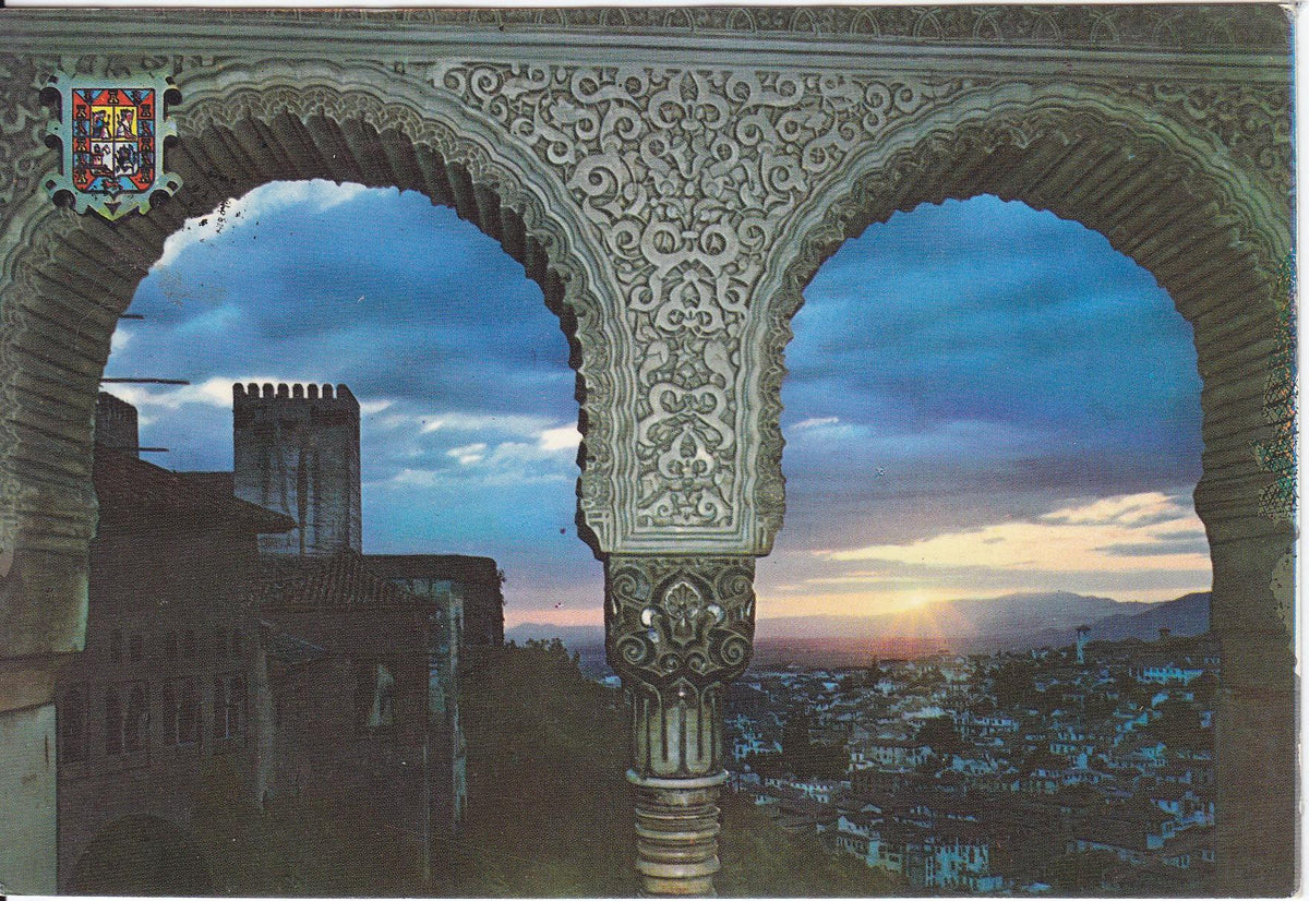 Postal 61000: Puesta de sol desde salon embajadores. Alhambra (Granada)