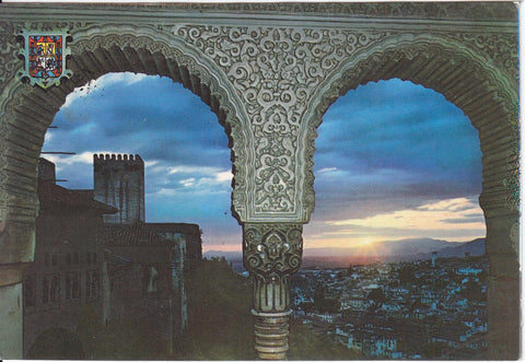 Postal 61000: Puesta de sol desde salon embajadores. Alhambra (Granada)