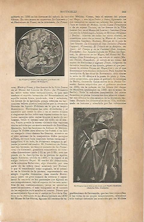 LAMINA ESPASA 11727: La Virgen y el Niño por Botticelli