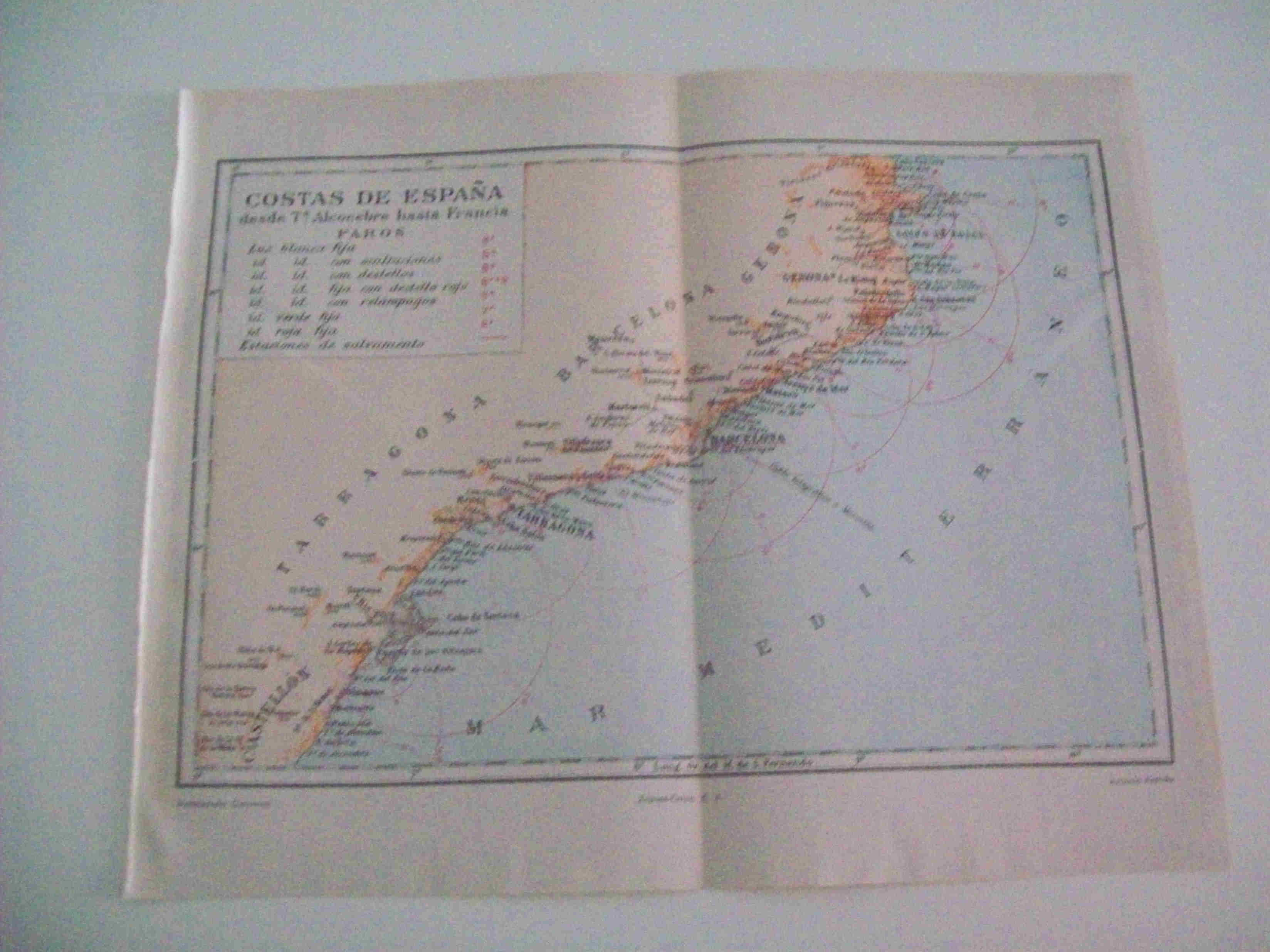 LAMINA ESPASA 15516: Mapa de las Costas de España desde Castellon a Francia