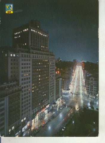 Postal 011578: Vista nocturna del edicio España en Madrid