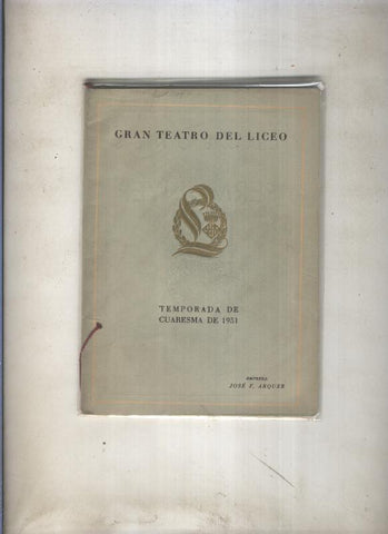 Gran Teatro del Liceo: Temporada de Cuaresma de 1951